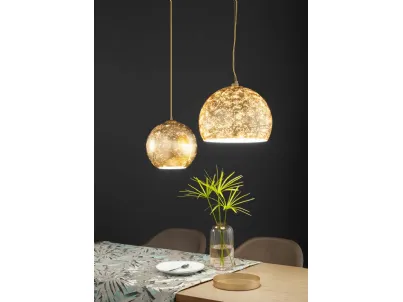 Lampada a sospensione Vanity in vetro con decoro foglia oro di FAN Europe