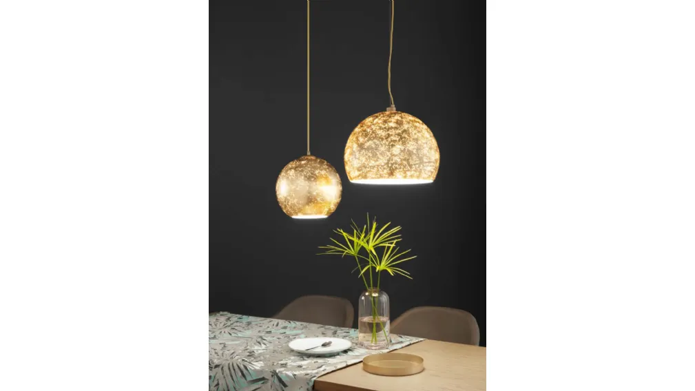 Lampada a sospensione Vanity in vetro con decoro foglia oro di FAN Europe