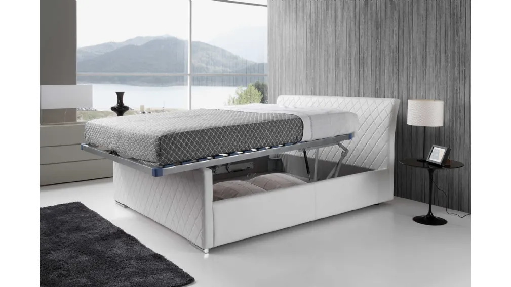 Letto in pelle con box contenitore Glamour di Tancredi salotti