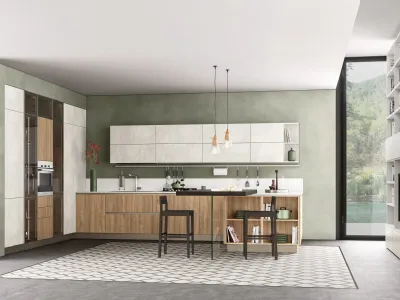 Cucina rovere chiaro moderna lineare Isla Colombini casa