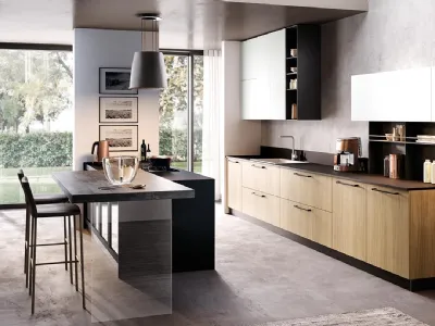 Cucina rovere chiaro moderna lineare Isla Colombini casa