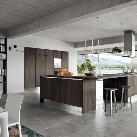 Cucina Moderna Mia in LPL Rovere con isola angolare di Aran